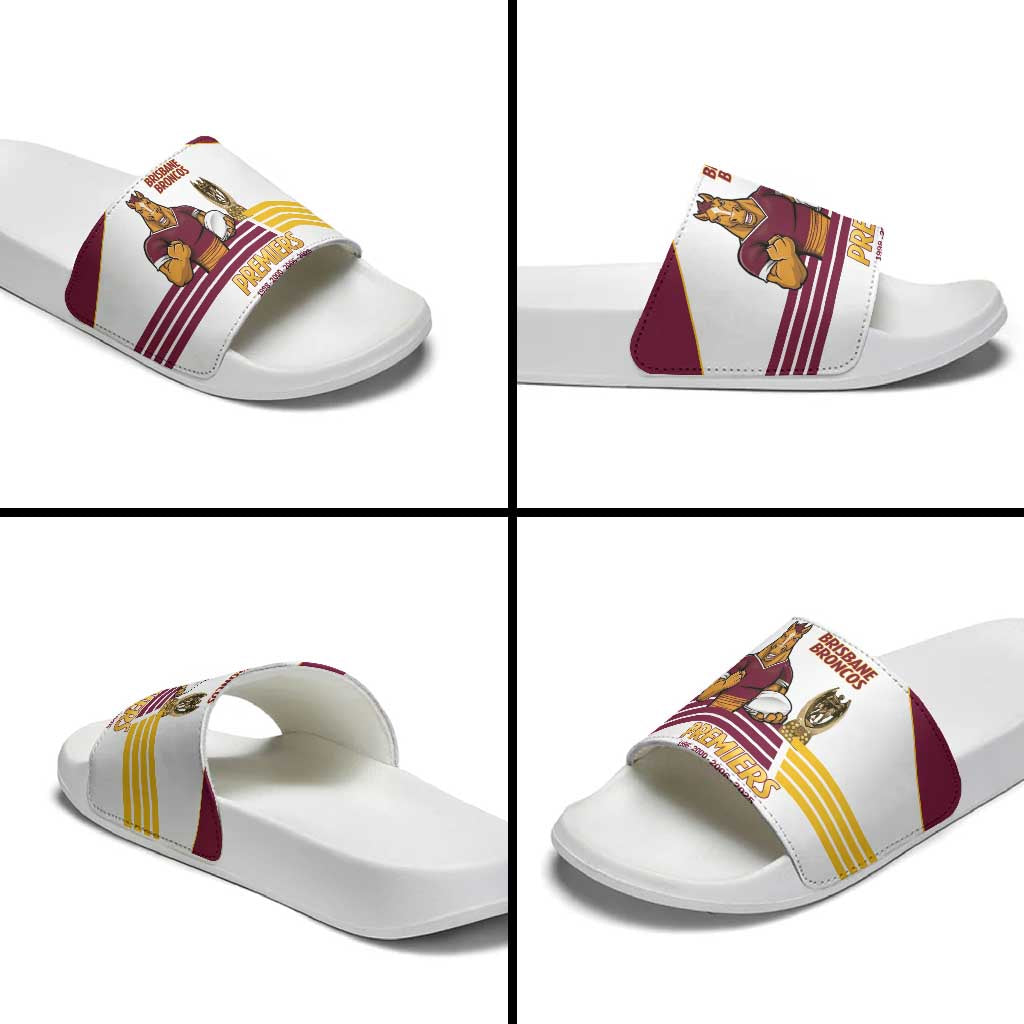 Brisbane Broncos Rugby Slide Sandals NRL 4th Premiers Proud - Aussie Hoodie