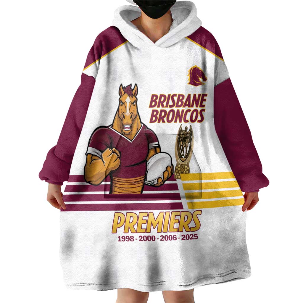 Brisbane Broncos Rugby Personalised Wearable Blanket Hoodie NRL 4th Premiers Proud - Aussie Hoodie