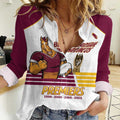 Brisbane Broncos Rugby Personalised Women Casual Shirt NRL 4th Premiers Proud - Aussie Hoodie