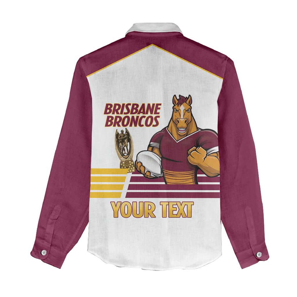 Brisbane Broncos Rugby Personalised Women Casual Shirt NRL 4th Premiers Proud - Aussie Hoodie