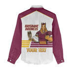 Brisbane Broncos Rugby Personalised Women Casual Shirt NRL 4th Premiers Proud - Aussie Hoodie