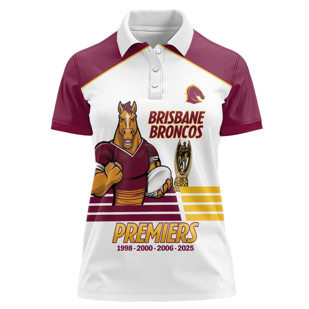 Brisbane Broncos Rugby Personalised Women Polo Shirt NRL 4th Premiers Proud - Aussie Hoodie