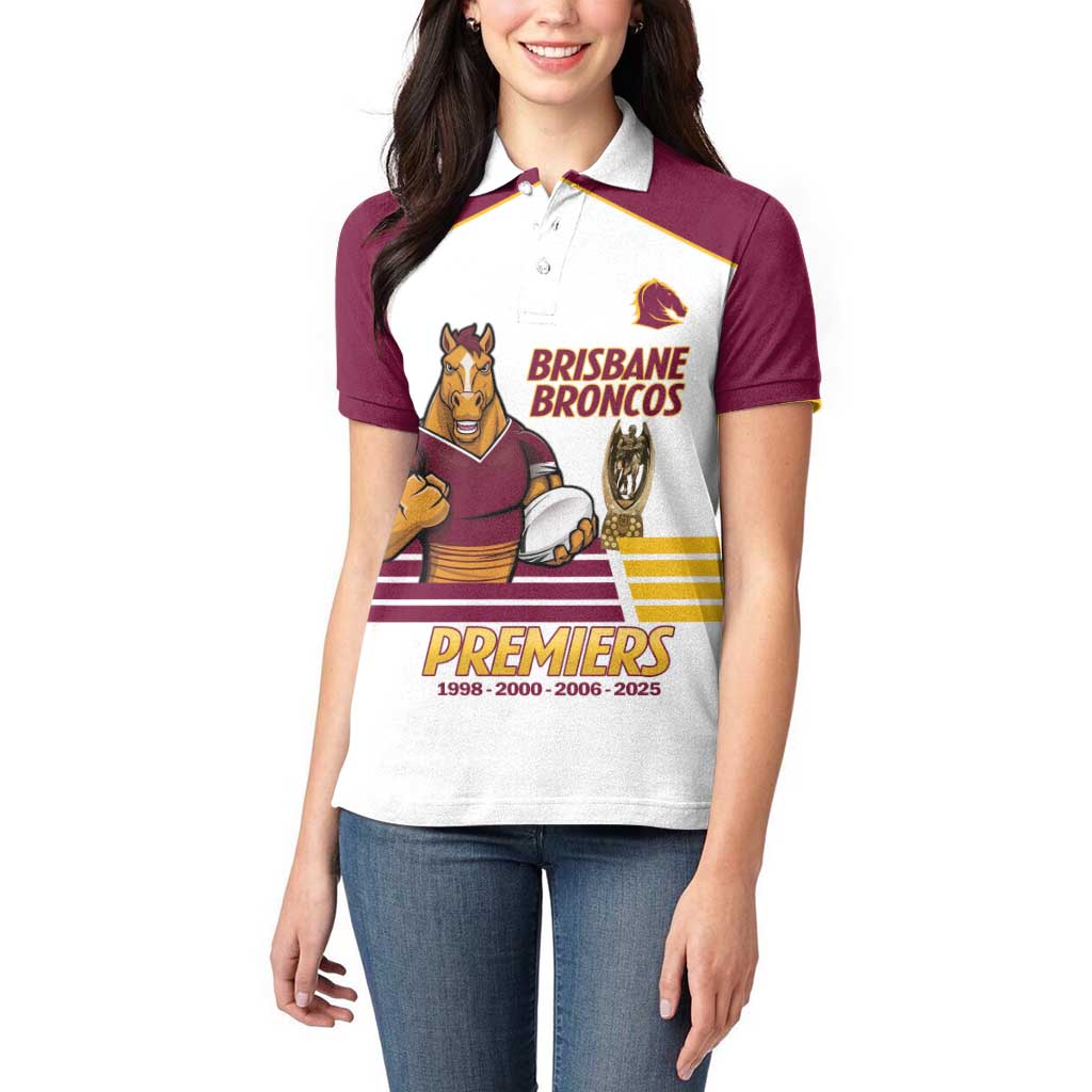 Brisbane Broncos Rugby Personalised Women Polo Shirt NRL 4th Premiers Proud - Aussie Hoodie
