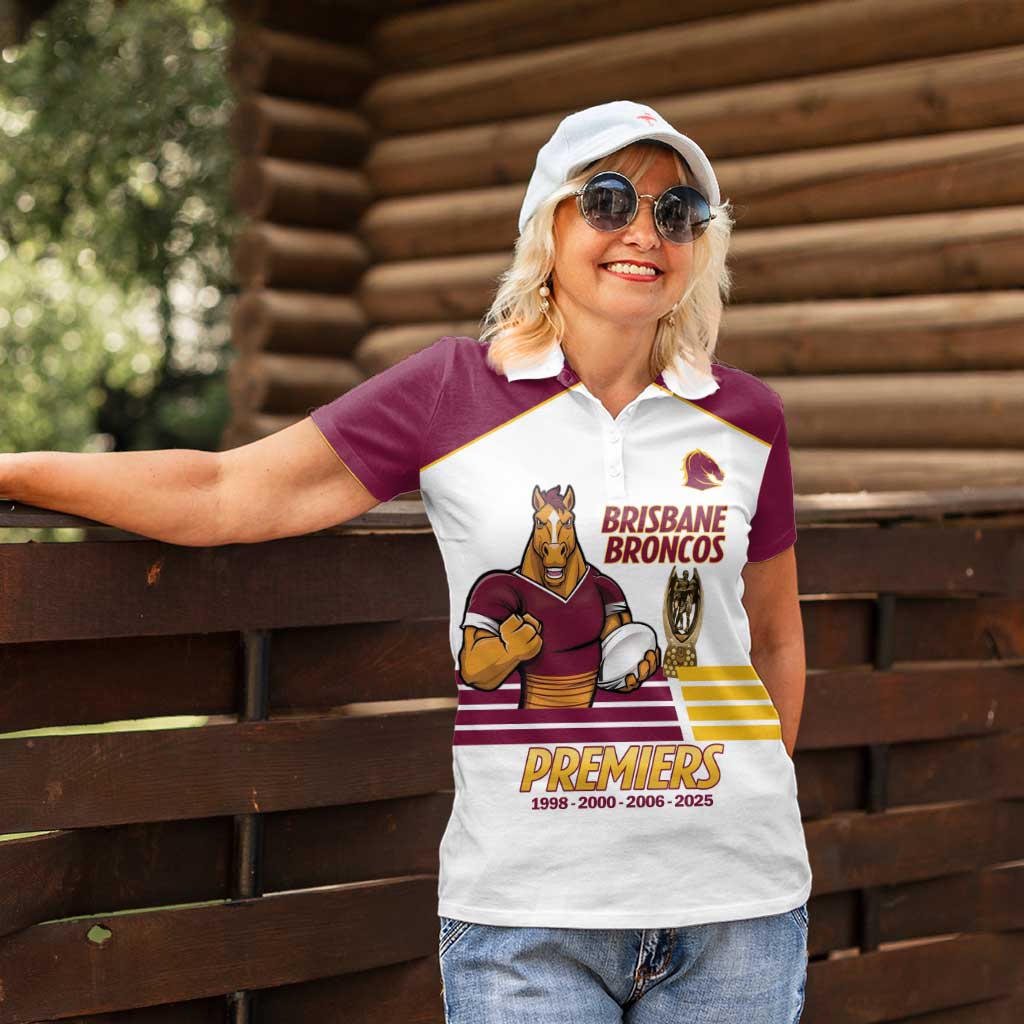 Brisbane Broncos Rugby Personalised Women Polo Shirt NRL 4th Premiers Proud - Aussie Hoodie