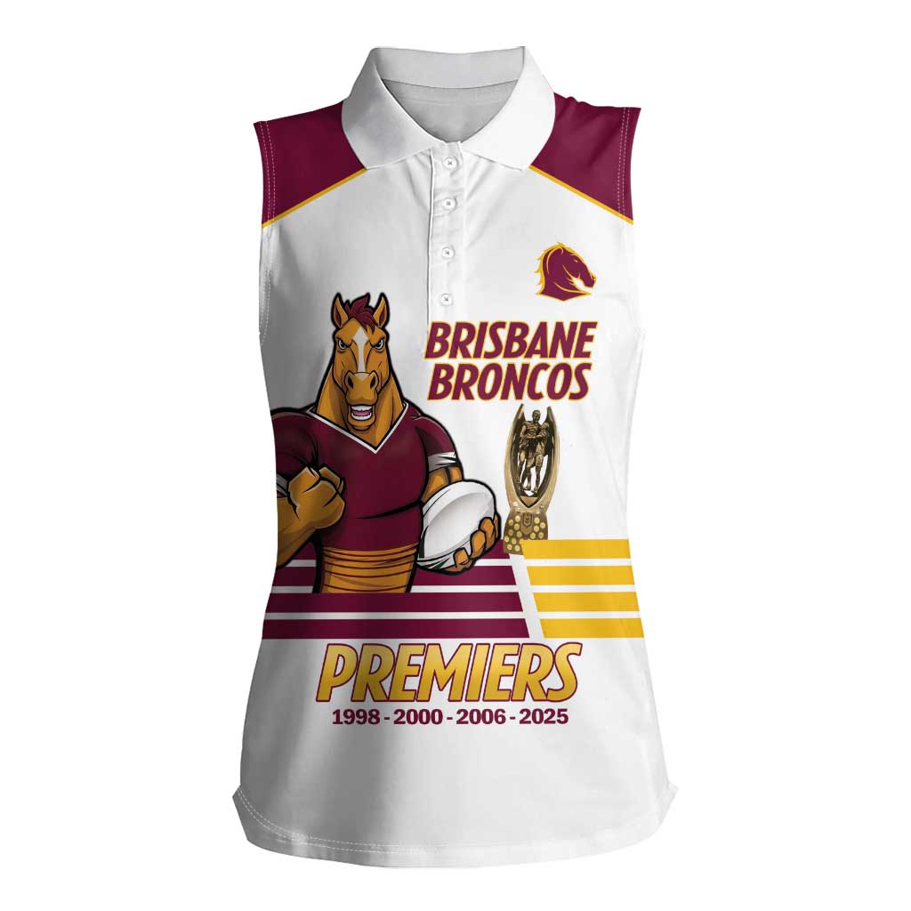 Brisbane Broncos Rugby Personalised Women Sleeveless Polo Shirt NRL 4th Premiers Proud - Aussie Hoodie