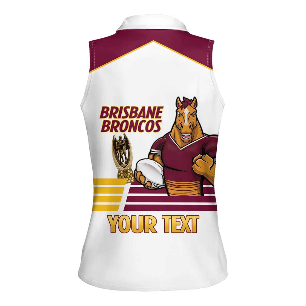 Brisbane Broncos Rugby Personalised Women Sleeveless Polo Shirt NRL 4th Premiers Proud - Aussie Hoodie