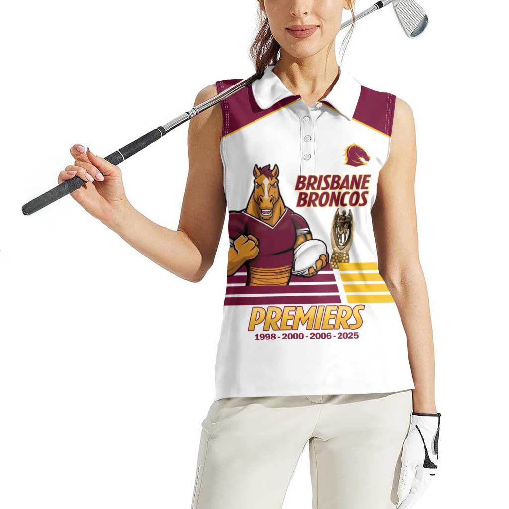Brisbane Broncos Rugby Personalised Women Sleeveless Polo Shirt NRL 4th Premiers Proud - Aussie Hoodie