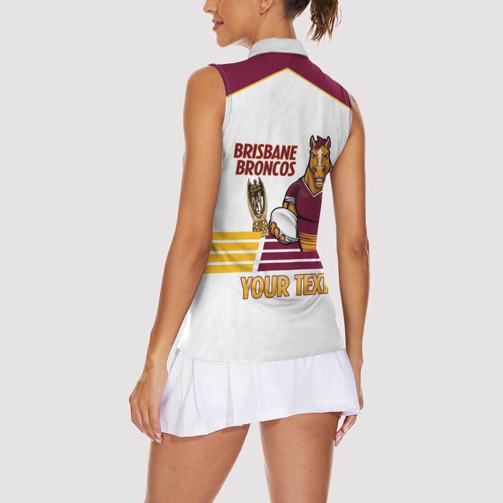 Brisbane Broncos Rugby Personalised Women Sleeveless Polo Shirt NRL 4th Premiers Proud - Aussie Hoodie