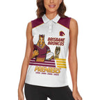 Brisbane Broncos Rugby Personalised Women Sleeveless Polo Shirt NRL 4th Premiers Proud - Aussie Hoodie
