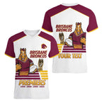 Brisbane Broncos Rugby Personalised Women V-Neck T-Shirt NRL 4th Premiers Proud - Aussie Hoodie