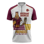 Brisbane Broncos Rugby Personalised Zipper Polo Shirt NRL 4th Premiers Proud - Aussie Hoodie
