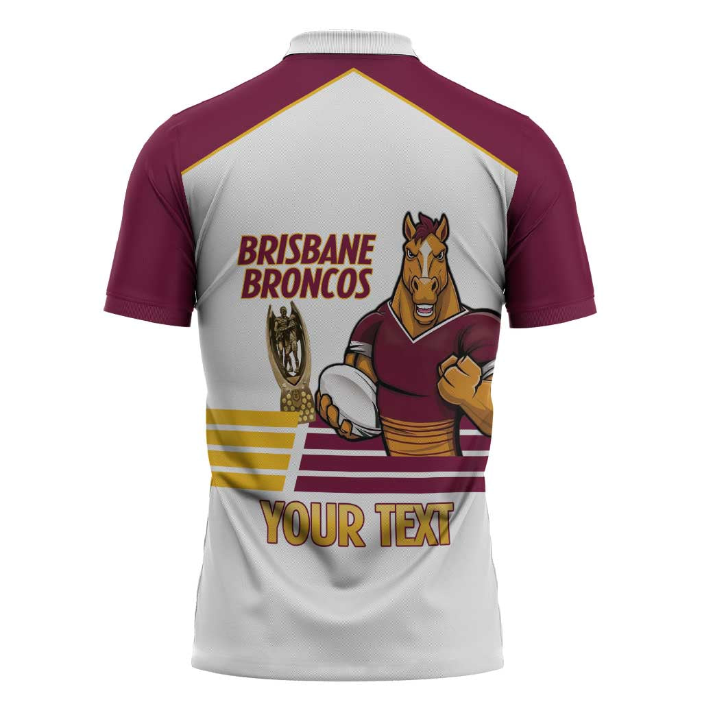 Brisbane Broncos Rugby Personalised Zipper Polo Shirt NRL 4th Premiers Proud - Aussie Hoodie