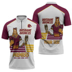 Brisbane Broncos Rugby Personalised Zipper Polo Shirt NRL 4th Premiers Proud - Aussie Hoodie