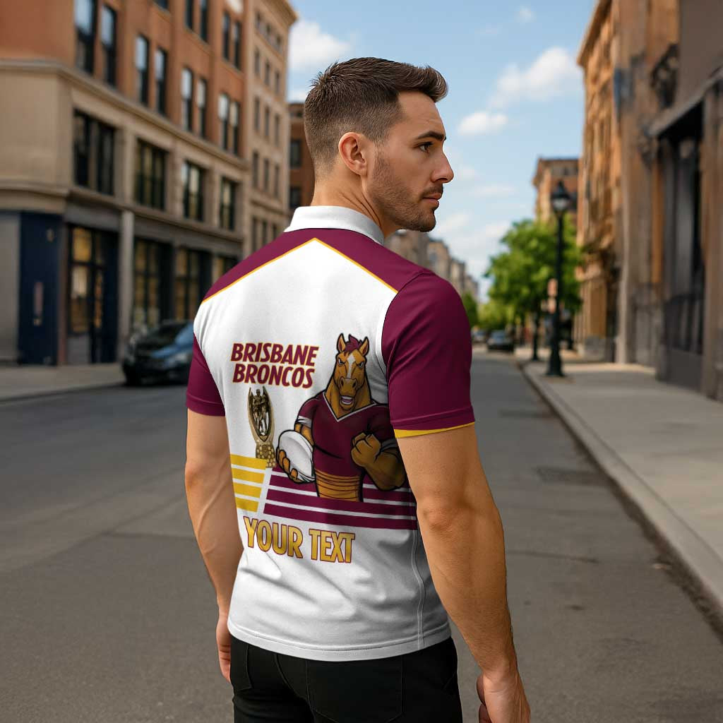 Brisbane Broncos Rugby Personalised Zipper Polo Shirt NRL 4th Premiers Proud - Aussie Hoodie