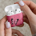 Personalised Australia Breast Cancer Awareness AirPods Case Pink Ribbon Butterfly Opal Pattern - Aussie Hoodie