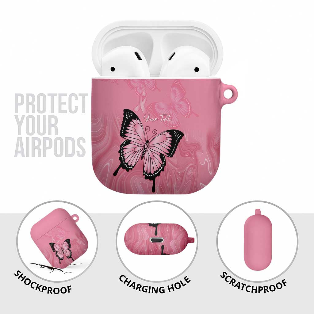 Personalised Australia Breast Cancer Awareness AirPods Case Pink Ribbon Butterfly Opal Pattern - Aussie Hoodie