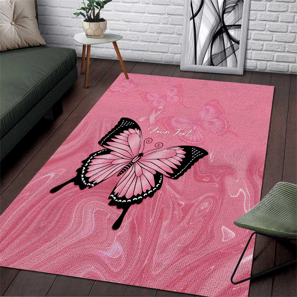 Personalised Australia Breast Cancer Awareness Area Rug Pink Ribbon Butterfly Opal Pattern - Aussie Hoodie