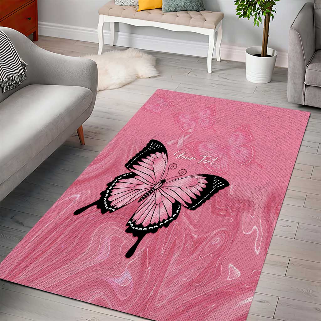 Personalised Australia Breast Cancer Awareness Area Rug Pink Ribbon Butterfly Opal Pattern - Aussie Hoodie