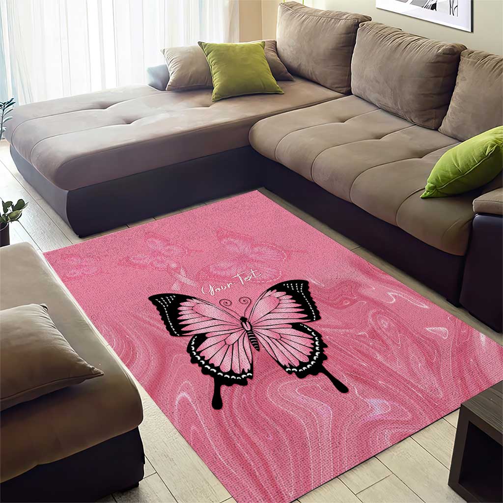 Personalised Australia Breast Cancer Awareness Area Rug Pink Ribbon Butterfly Opal Pattern - Aussie Hoodie