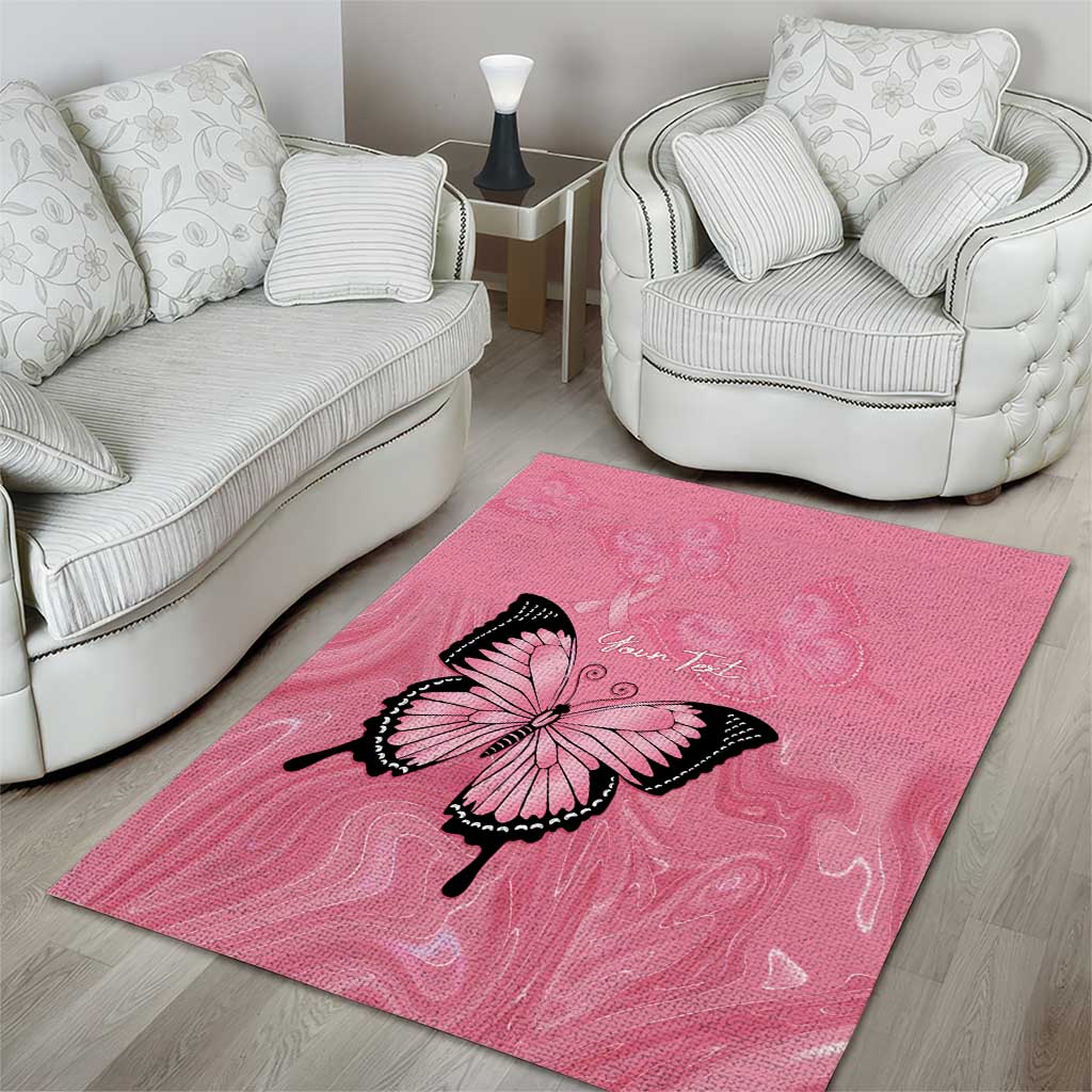 Personalised Australia Breast Cancer Awareness Area Rug Pink Ribbon Butterfly Opal Pattern - Aussie Hoodie