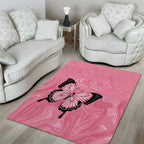 Personalised Australia Breast Cancer Awareness Area Rug Pink Ribbon Butterfly Opal Pattern - Aussie Hoodie