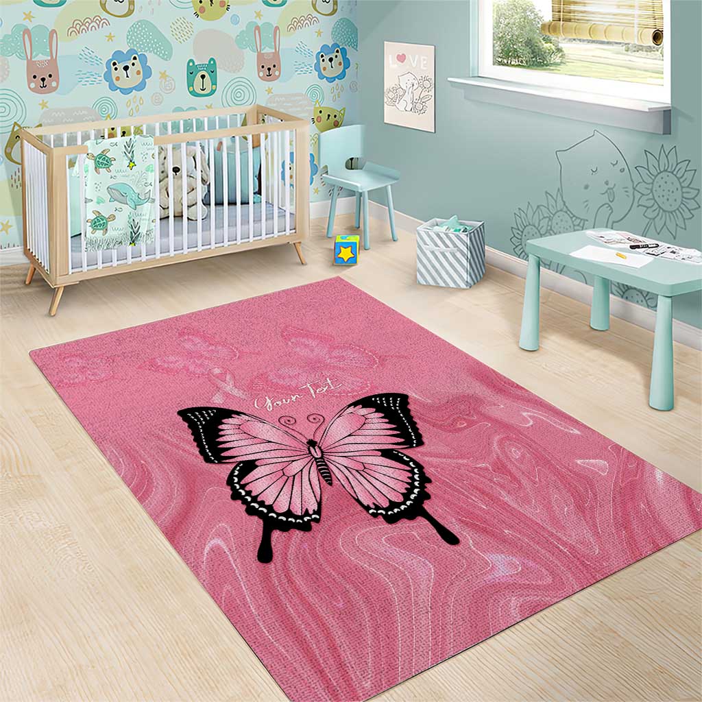 Personalised Australia Breast Cancer Awareness Area Rug Pink Ribbon Butterfly Opal Pattern - Aussie Hoodie