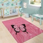 Personalised Australia Breast Cancer Awareness Area Rug Pink Ribbon Butterfly Opal Pattern - Aussie Hoodie