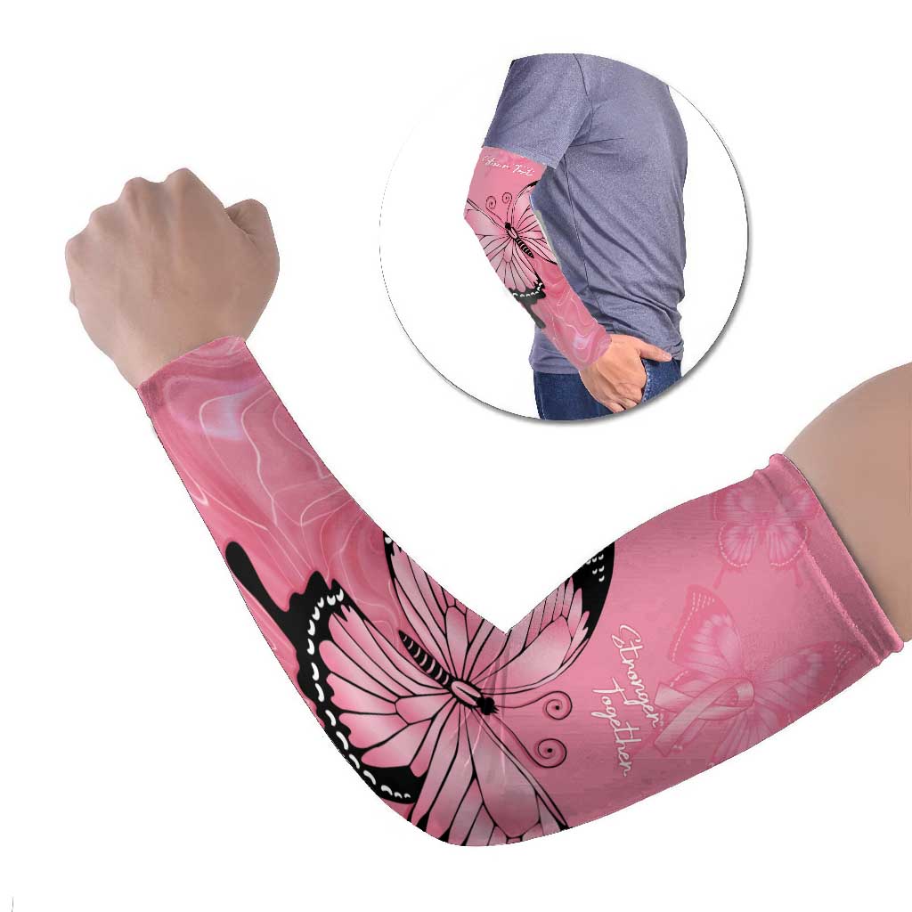 Personalised Australia Breast Cancer Awareness Arm Sleeves Pink Ribbon Butterfly Opal Pattern - Aussie Hoodie