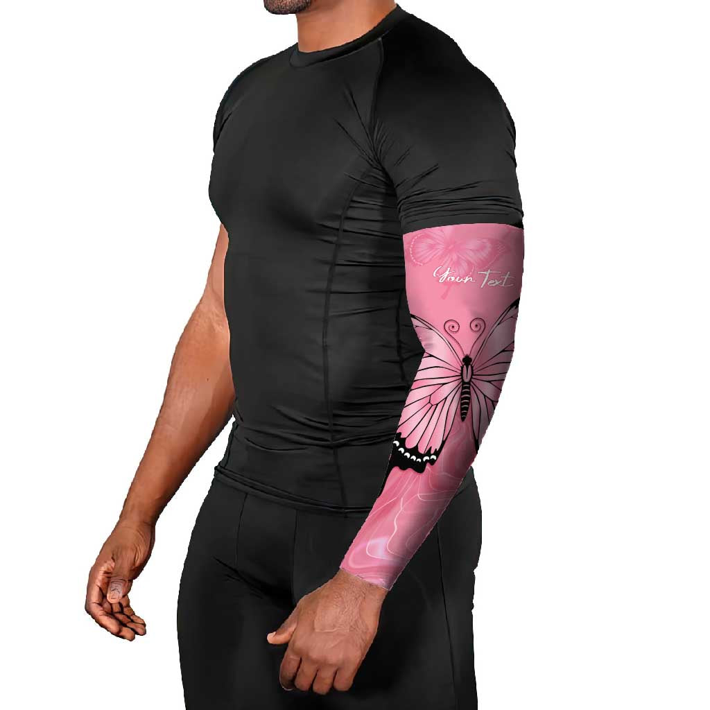 Personalised Australia Breast Cancer Awareness Arm Sleeves Pink Ribbon Butterfly Opal Pattern - Aussie Hoodie