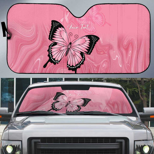 Personalised Australia Breast Cancer Awareness Auto Sun Shade Pink Ribbon Butterfly Opal Pattern - Aussie Hoodie