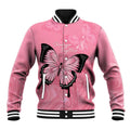 Personalised Australia Breast Cancer Awareness Baseball Jacket Pink Ribbon Butterfly Opal Pattern - Aussie Hoodie