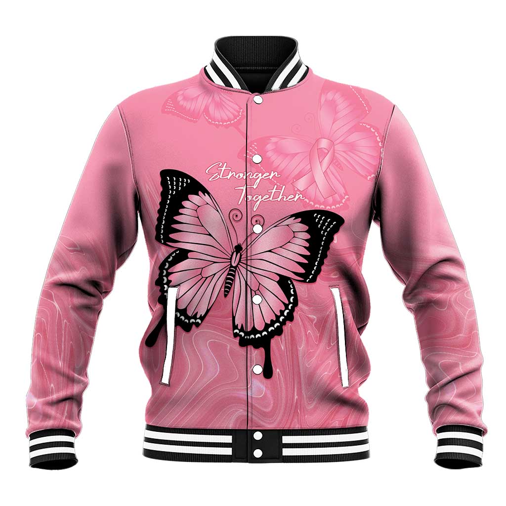 Personalised Australia Breast Cancer Awareness Baseball Jacket Pink Ribbon Butterfly Opal Pattern - Aussie Hoodie