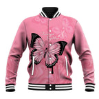 Personalised Australia Breast Cancer Awareness Baseball Jacket Pink Ribbon Butterfly Opal Pattern - Aussie Hoodie