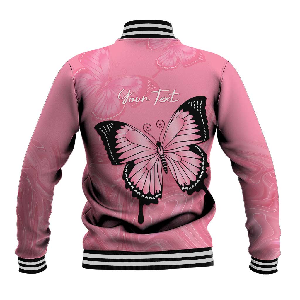 Personalised Australia Breast Cancer Awareness Baseball Jacket Pink Ribbon Butterfly Opal Pattern - Aussie Hoodie