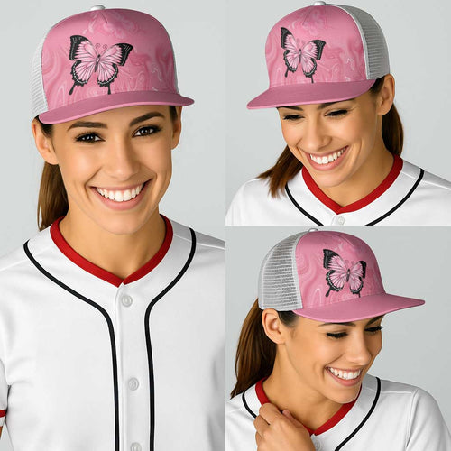 Australia Breast Cancer Awareness Baseball Net Cap Pink Ribbon Butterfly Opal Pattern - Aussie Hoodie