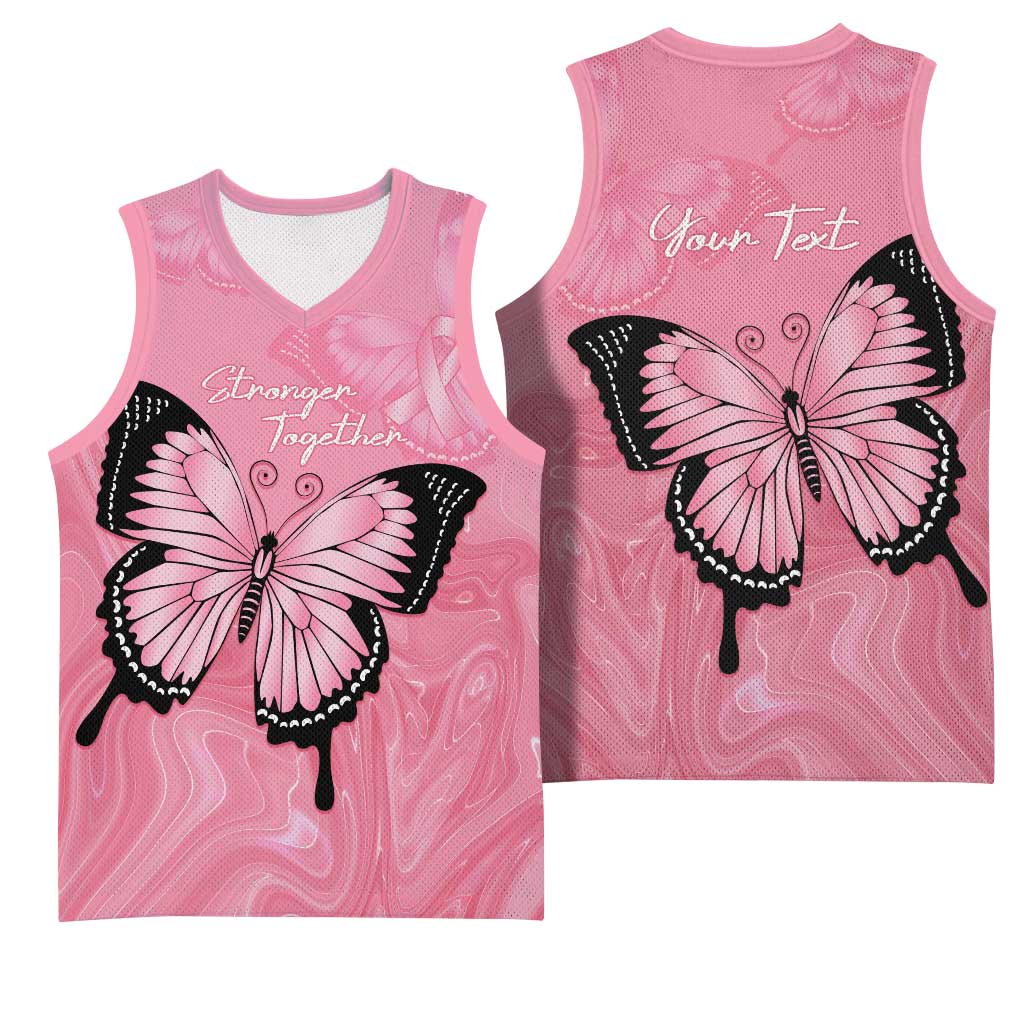 Personalised Australia Breast Cancer Awareness Basketball Jersey Pink Ribbon Butterfly Opal Pattern - Aussie Hoodie