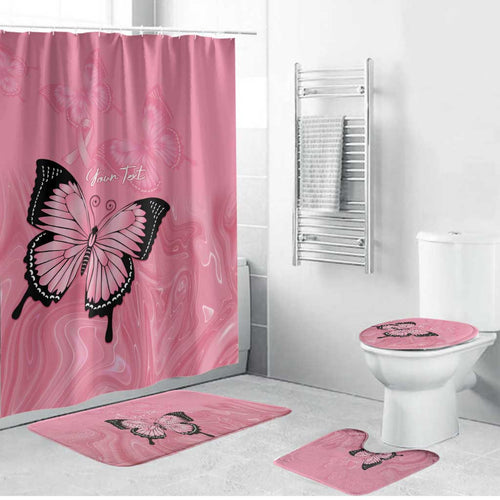 Personalised Australia Breast Cancer Awareness Bathroom Set Pink Ribbon Butterfly Opal Pattern - Aussie Hoodie
