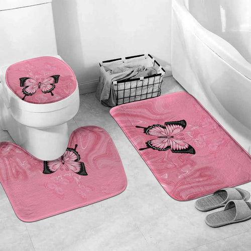 Personalised Australia Breast Cancer Awareness Bathroom Set Pink Ribbon Butterfly Opal Pattern - Aussie Hoodie