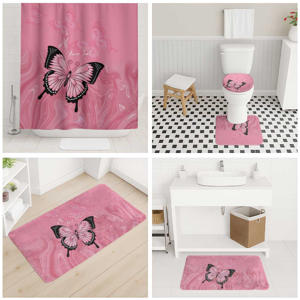 Personalised Australia Breast Cancer Awareness Bathroom Set Pink Ribbon Butterfly Opal Pattern - Aussie Hoodie