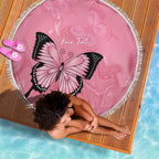 Personalised Australia Breast Cancer Awareness Beach Blanket Pink Ribbon Butterfly Opal Pattern - Aussie Hoodie