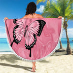 Personalised Australia Breast Cancer Awareness Beach Blanket Pink Ribbon Butterfly Opal Pattern - Aussie Hoodie