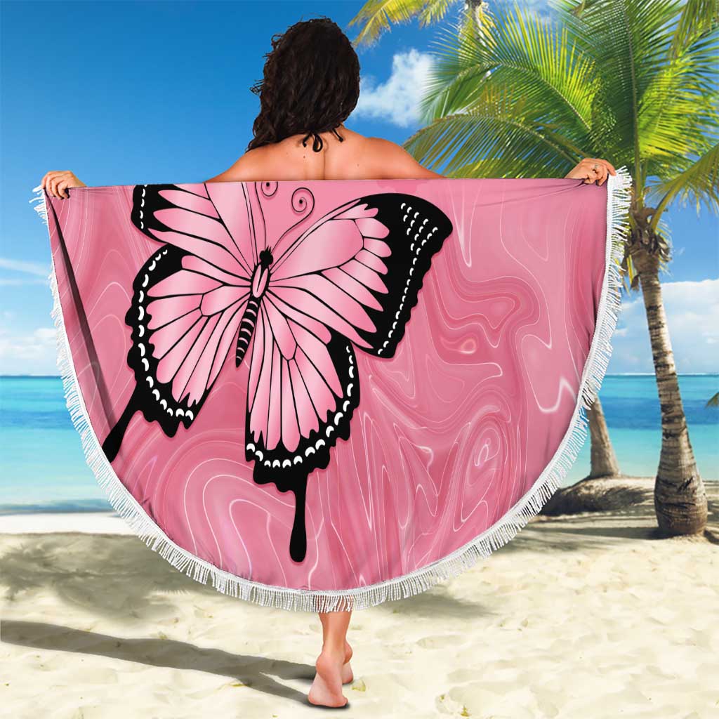 Personalised Australia Breast Cancer Awareness Beach Blanket Pink Ribbon Butterfly Opal Pattern - Aussie Hoodie
