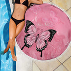 Personalised Australia Breast Cancer Awareness Beach Blanket Pink Ribbon Butterfly Opal Pattern - Aussie Hoodie