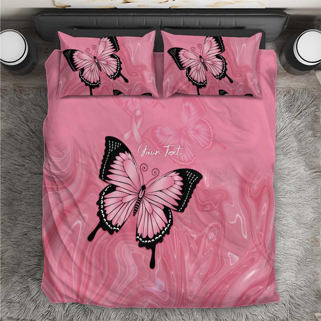 Personalised Australia Breast Cancer Awareness Bedding Set Pink Ribbon Butterfly Opal Pattern - Aussie Hoodie