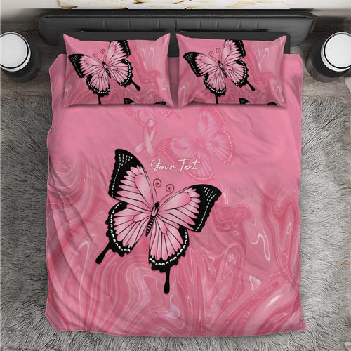 Personalised Australia Breast Cancer Awareness Bedding Set Pink Ribbon Butterfly Opal Pattern - Aussie Hoodie