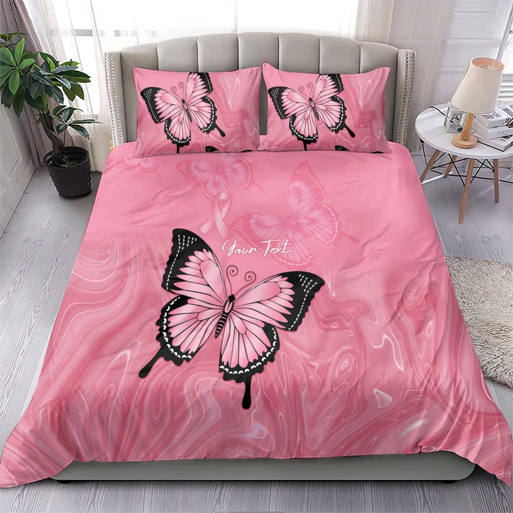 Personalised Australia Breast Cancer Awareness Bedding Set Pink Ribbon Butterfly Opal Pattern - Aussie Hoodie