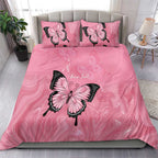 Personalised Australia Breast Cancer Awareness Bedding Set Pink Ribbon Butterfly Opal Pattern - Aussie Hoodie