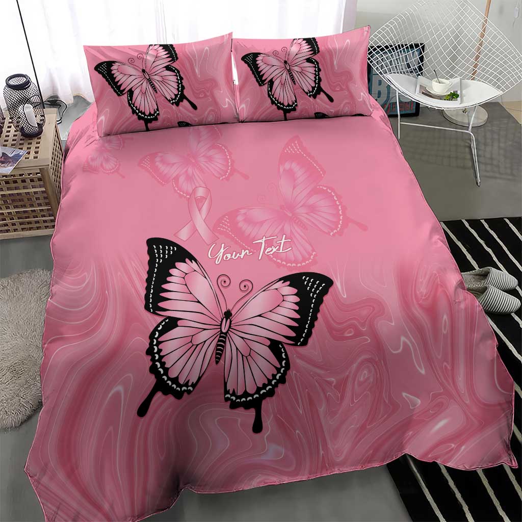 Personalised Australia Breast Cancer Awareness Bedding Set Pink Ribbon Butterfly Opal Pattern - Aussie Hoodie