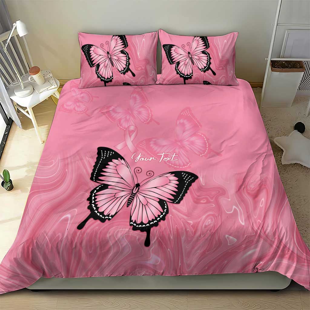 Personalised Australia Breast Cancer Awareness Bedding Set Pink Ribbon Butterfly Opal Pattern - Aussie Hoodie