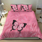 Personalised Australia Breast Cancer Awareness Bedding Set Pink Ribbon Butterfly Opal Pattern - Aussie Hoodie